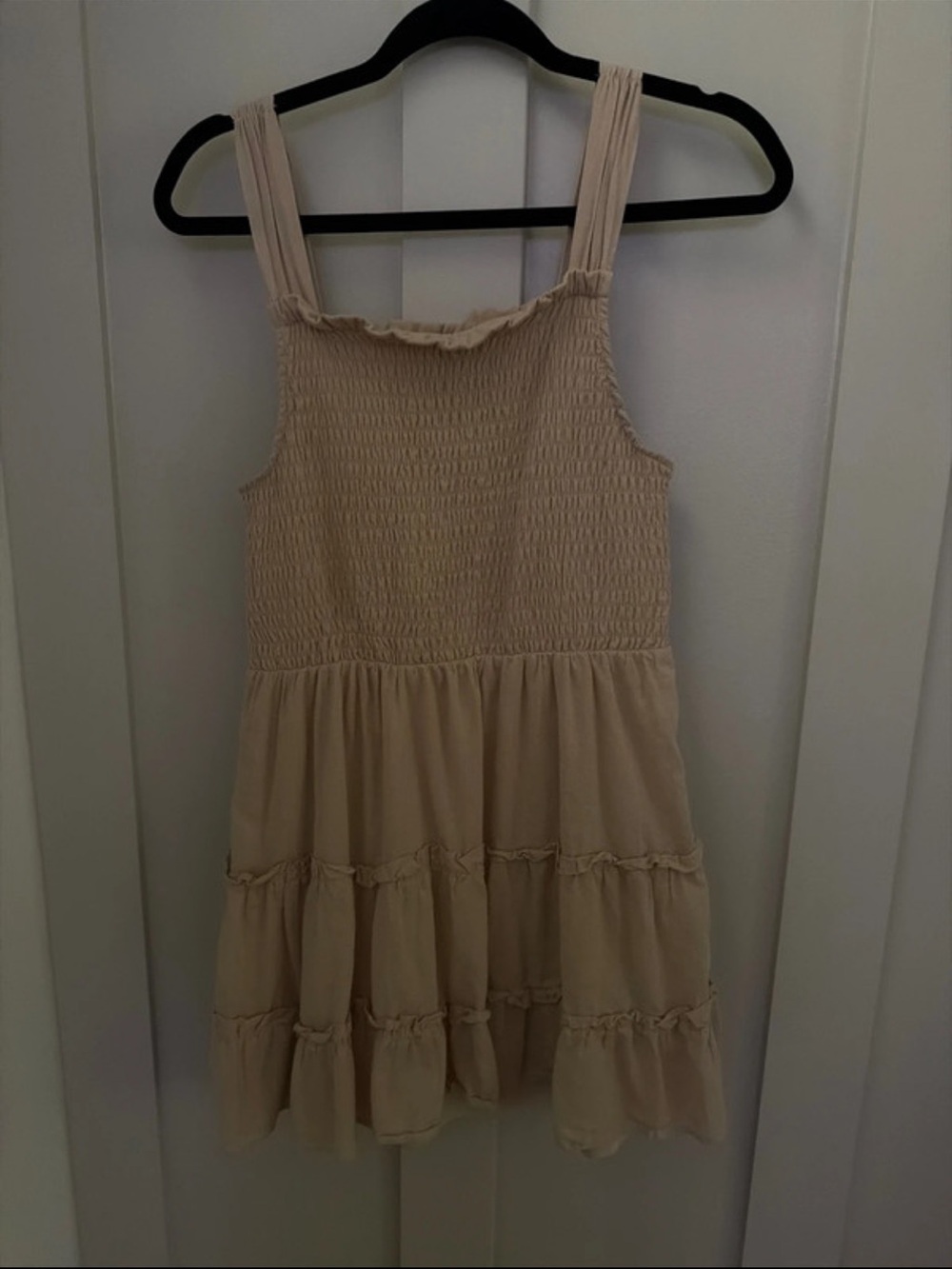 Women Beige Smocked Sundress - Womens Dresses